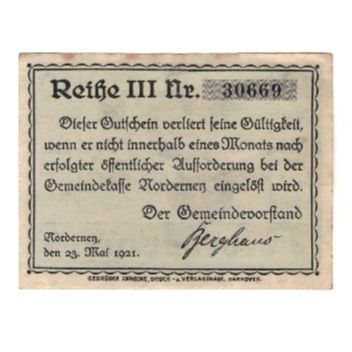Banknote, Germany, Norderney Gemeinde, 10 Pfennig, Texte, 1921, 1921-05-14