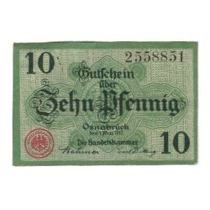 Banknote, Germany, Osnabrück Handelskammer, 10 Pfennig, Texte, 1917