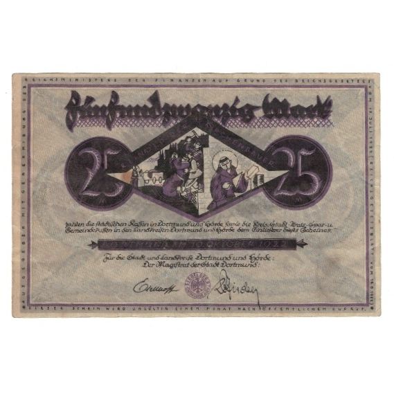 Banknote, Germany, Dortmund und Hörde Stadt und Landkreise, 25 MARK