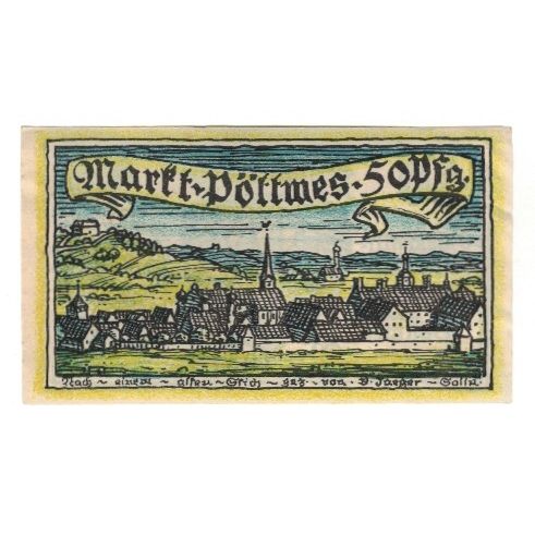 Banknote, Germany, Pöttmes Markt, 50 Pfennig, paysage, undated (1921)