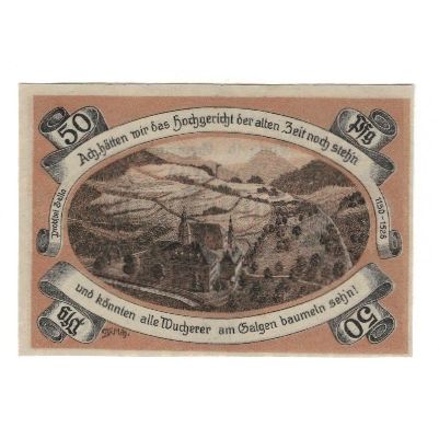 Banknote, Germany, Probstzella Gemeinde, 50 Pfennig, paysage, 1921, AU(55-58)