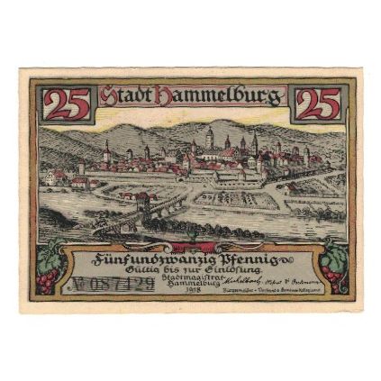Banknote, Germany, Hammelburg Stadt, 25 Pfennig, personnage, 1918 (1921)