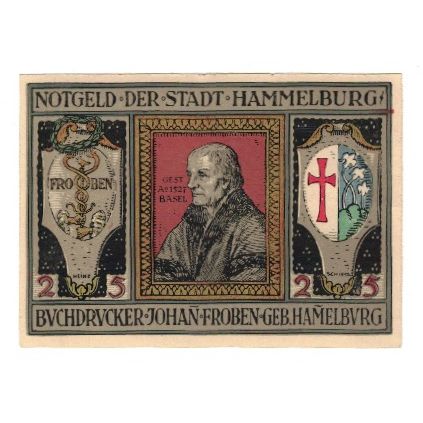 Banknote, Germany, Hammelburg Stadt, 25 Pfennig, personnage, 1918 (1921)