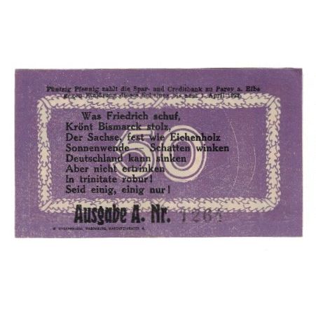 Banknote, Germany, Parey a.d. Elbe Spar und Creditbank, 50 Pfennig, Texte, 1922