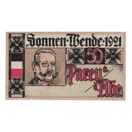 Nota, Alemanha, Parey a.d. Elbe Spar und Creditbank, 50 Pfennig, texte 1, 1922