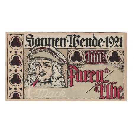 Banconote, Germania, Parey a.d. Elbe Spar und Creditbank, 1 Mark, Texte, 1922