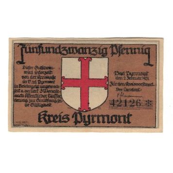 Banknote, Germany, Pyrmont Kreis, 25 Pfennig, allée, 1921, 1921-02-02