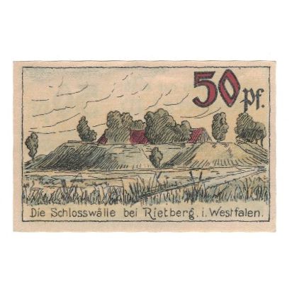 Banknote, Germany, Rietberg Stadt, 50 Pfennig, paysage, 1921, 1921-05-12