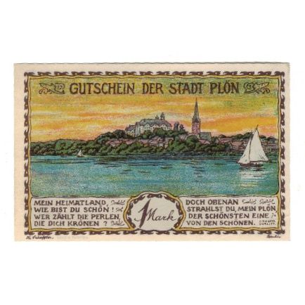 Banknote, Germany, Plön Stadt, 1 Mark, paysage, 1921, AU(55-58), Mehl:1064.1