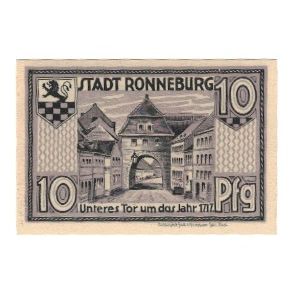 Billet, Allemagne, Ronneburg Stadt, 10 Pfennig, Batiment, 1921, 1921-05-01, SUP