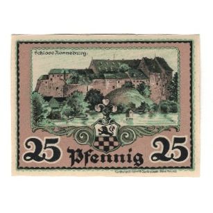 Billet, Allemagne, Ronneburg Stadt, 25 Pfennig, Batiment, 1921, 1921-05-01, SUP