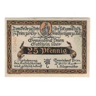 Banknote, Germany, Prien Gemeinde, 25 Pfennig, Batiment, 1920, 1920-12-01