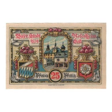 Banknote, Germany, Rosenheim Stadt, 25 Pfennig, Batiment, 1921, 1921-02-16