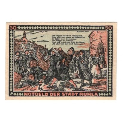 Banknote, Germany, Ruhla Stadte, 50 Pfennig, personnage, 1922, AU(55-58)