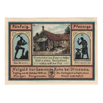 Banknote, Germany, Roda bei Ilmenau Gemeinde, 50 Pfennig, personnage, 1921