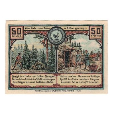 Banknote, Germany, Roda bei Ilmenau Gemeinde, 50 Pfennig, personnage, 1921