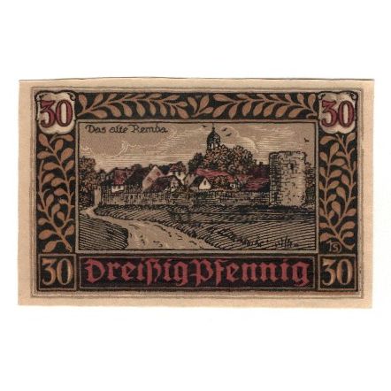 Banknote, Germany, Remda Stadt, 30 Pfennig, paysage, 1921, 1921-07-01