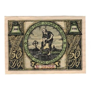 Biljet, Duitsland, Rudolstadt Stadt, 50 Pfennig, personnage 1, 1922, 1922-01-01