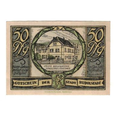 Billete, Alemania, Rudolstadt Stadt, 50 Pfennig, personnage 3, 1922, 1922-01-01