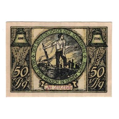 Billete, Alemania, Rudolstadt Stadt, 50 Pfennig, personnage 3, 1922, 1922-01-01