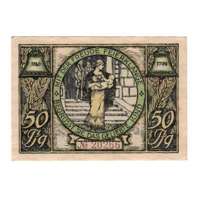 Biljet, Duitsland, Rudolstadt Stadt, 50 Pfennig, personnage 5, 1922, 1922-01-01