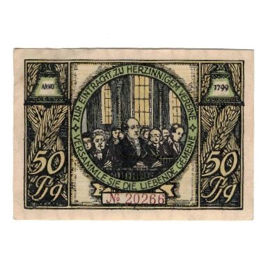 Biljet, Duitsland, Rudolstadt Stadt, 50 Pfennig, personnage 6, 1922, 1922-01-01