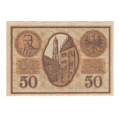 Geldschein, Deutschland, Nördlingen Stadt, 50 Pfennig, Batiment, 1918