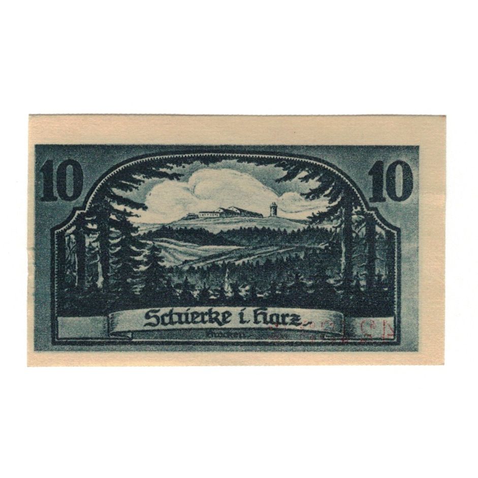Banknote, Germany, Schierke im Harz Gemeinde, 10 Pfennig, paysage, 1921