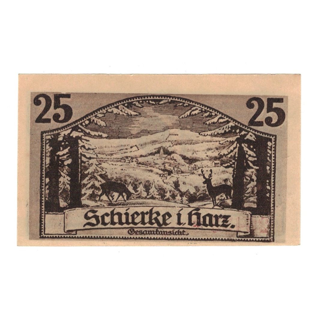 Banknote, Germany, Schierke im Harz Gemeinde, 25 Pfennig, paysage, 1921