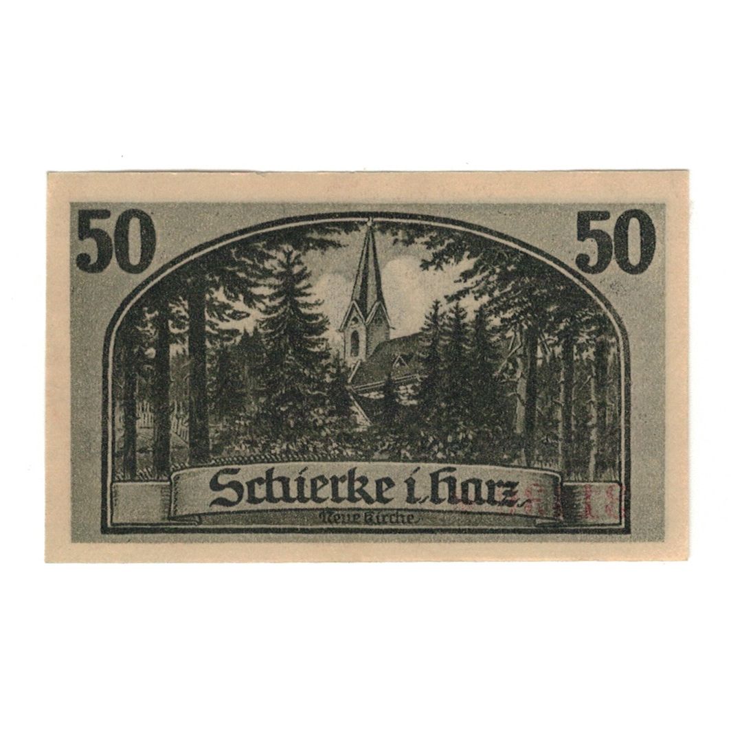 Banknote, Germany, Schierke im Harz Gemeinde, 50 Pfennig, Eglise, 1921