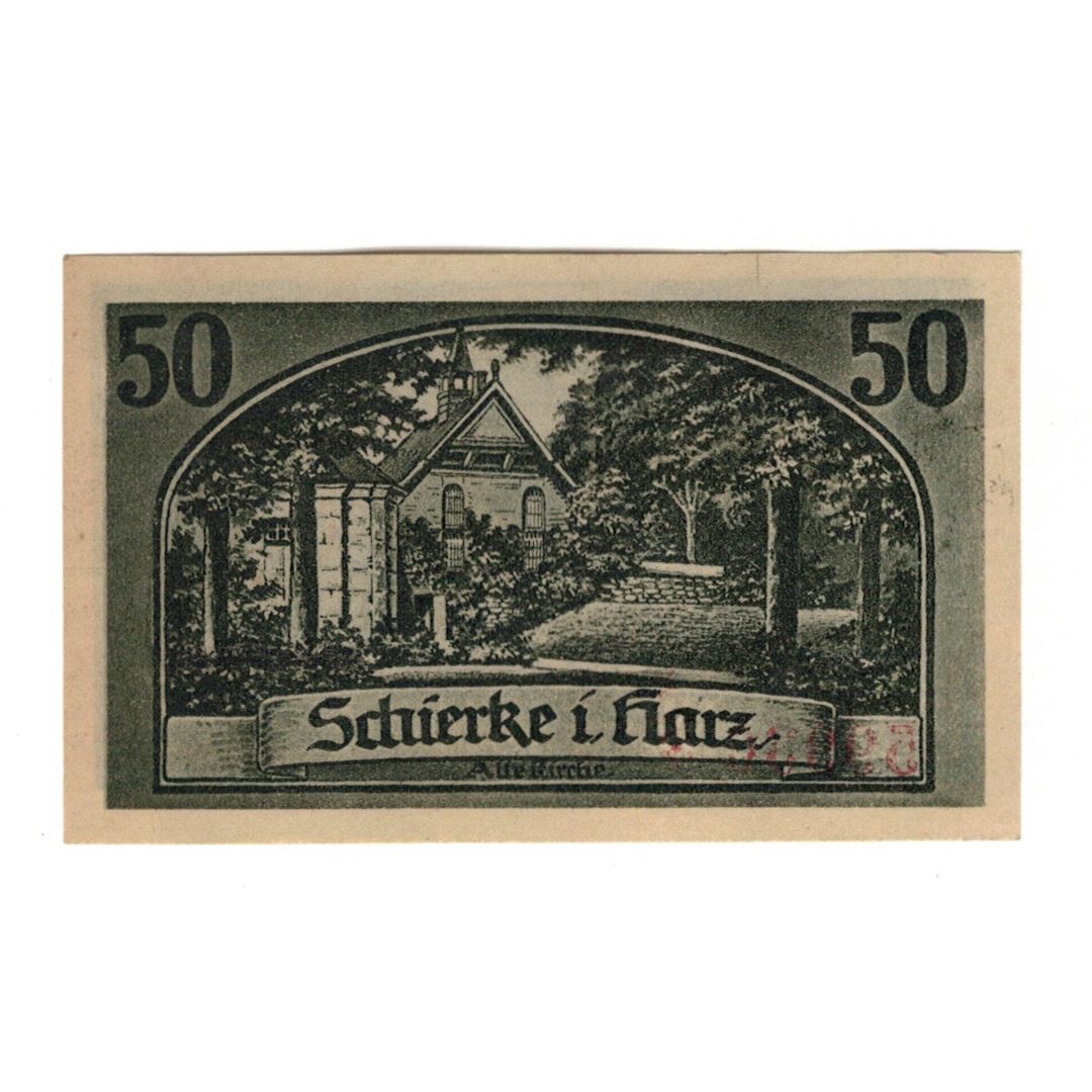 Banconote, Germania, Schierke im Harz Gemeinde, 50 Pfennig, Batiment, 1921