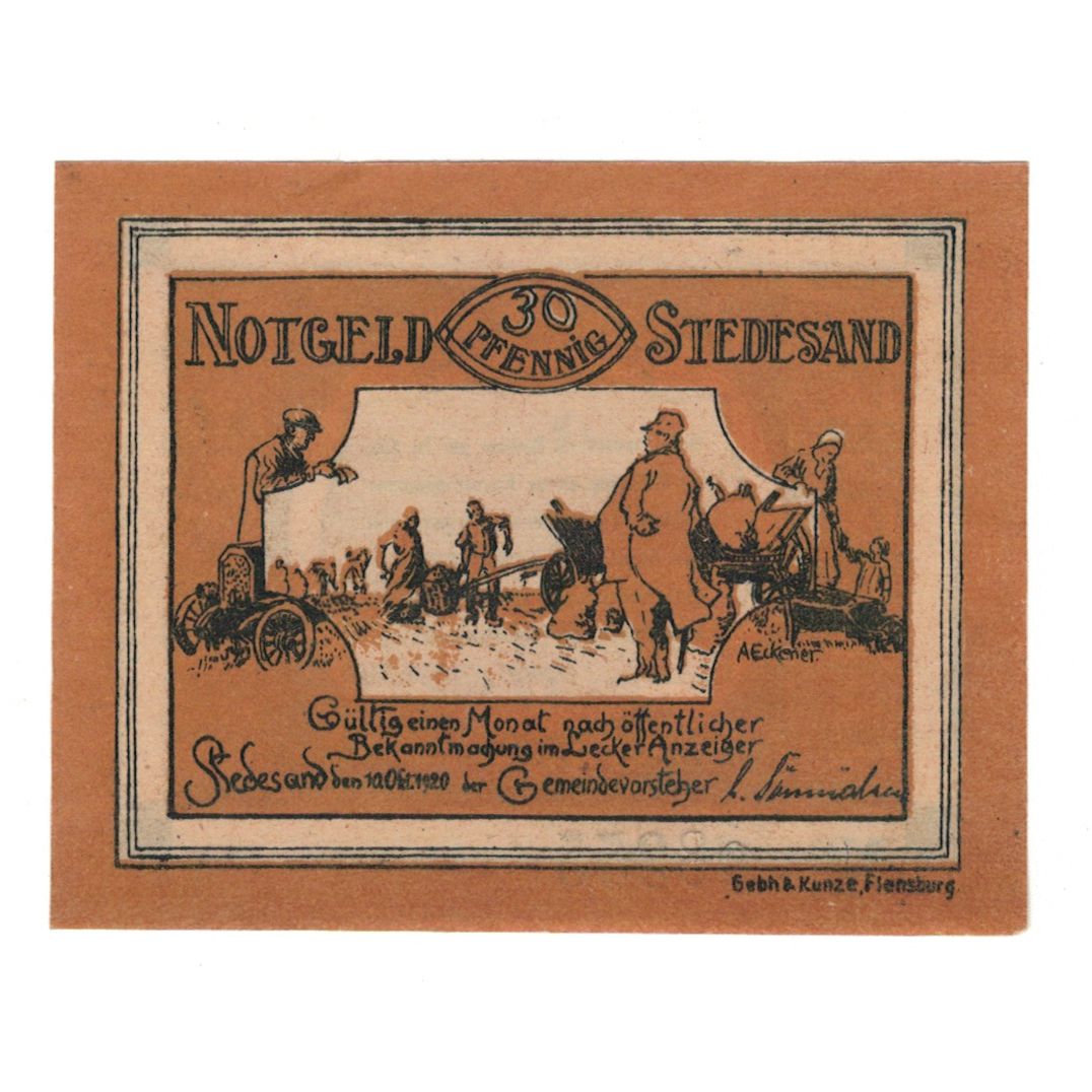 Banknote, Germany, Stedesand Gemeinde, 30 Pfennig, Texte, 1920, 1920-10-10