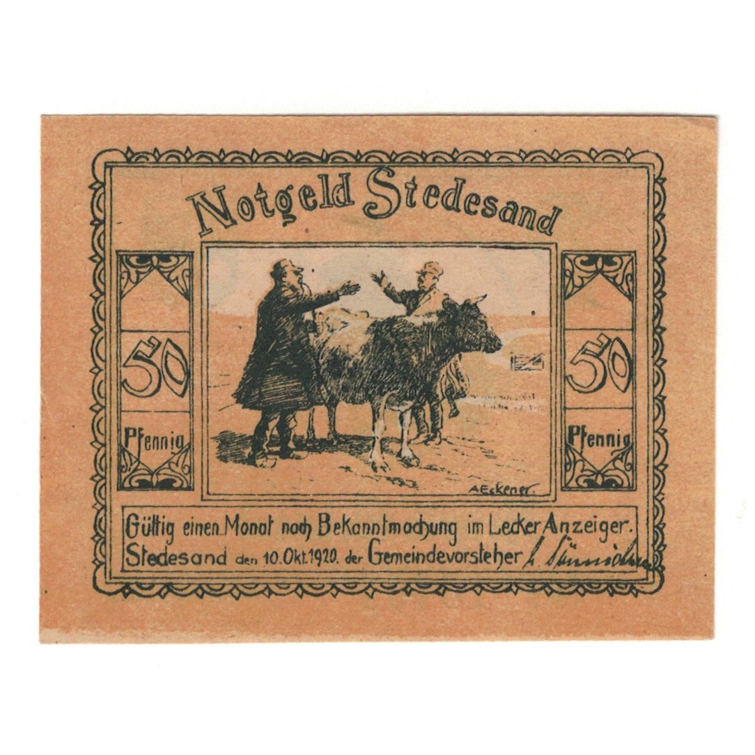 Banknote, Germany, Stedesand Gemeinde, 50 Pfennig, moulin, 1920, 1920-10-10