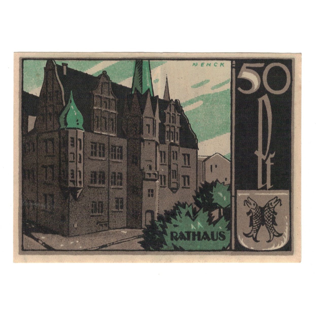 Banknote, Germany, Saalfeld Stadt, 50 Pfennig, Batiment, 1921, 1921-04-15