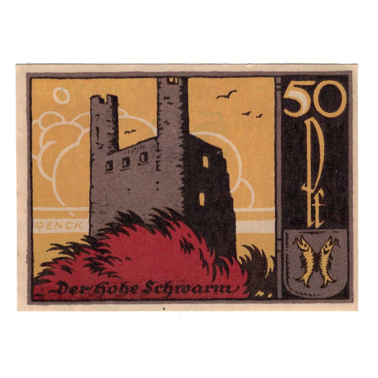 Banknote, Germany, Saalfeld Stadt, 50 Pfennig, ruine, 1921, 1921-04-15