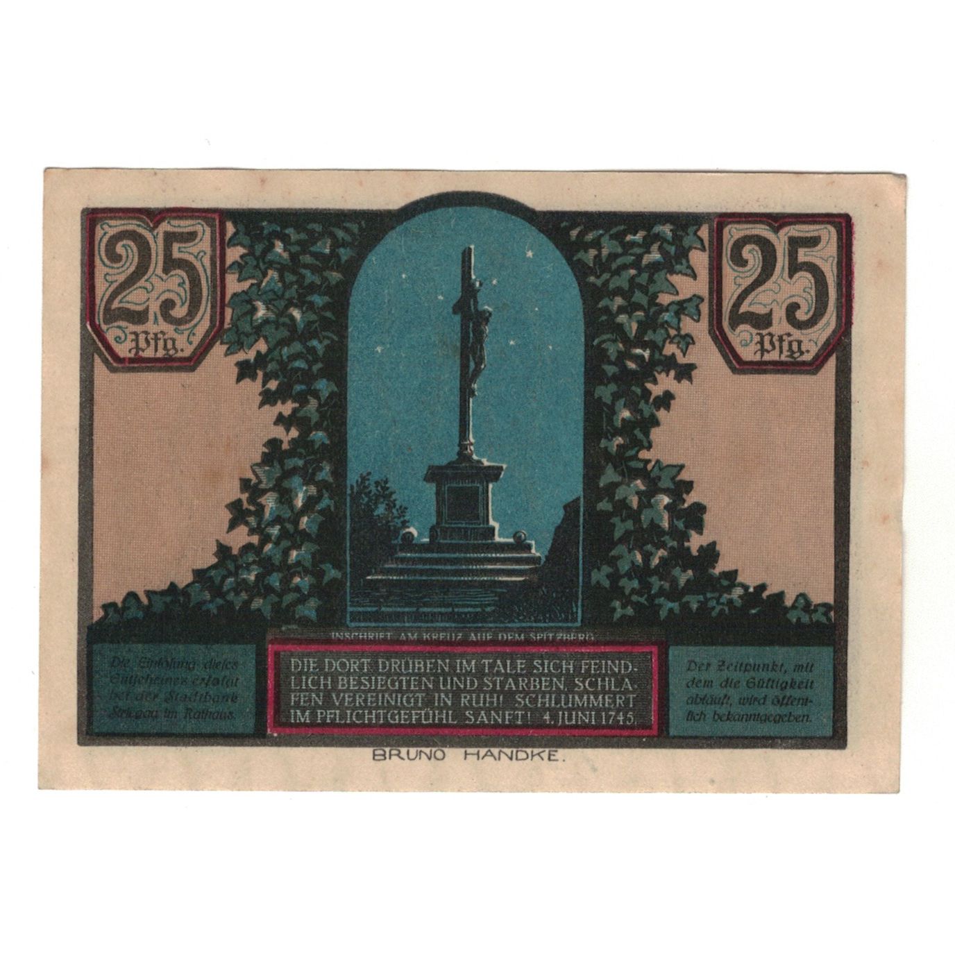 Banknote, Germany, Striegau Stadt, 25 Pfennig, personnage, 1921 (1922)