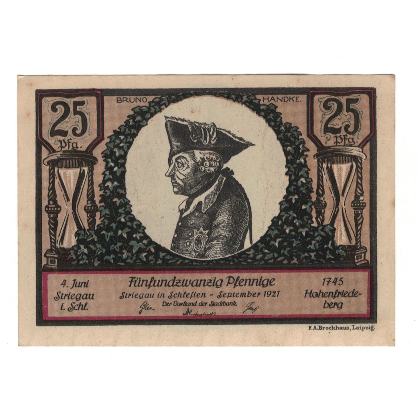 Banknote, Germany, Striegau Stadt, 25 Pfennig, personnage, 1921 (1922)