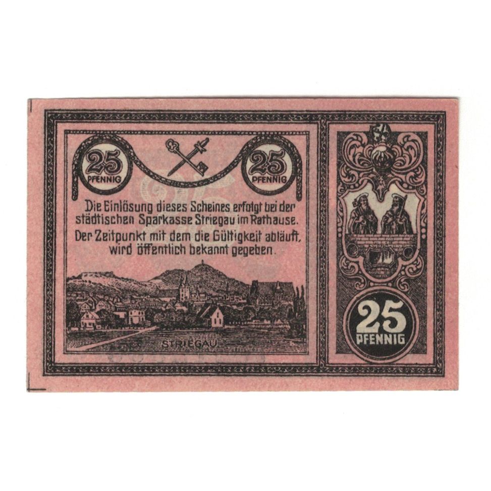 Banknote, Germany, Striegau Städtische Sparkasse, 25 Pfennig, paysage, 1920