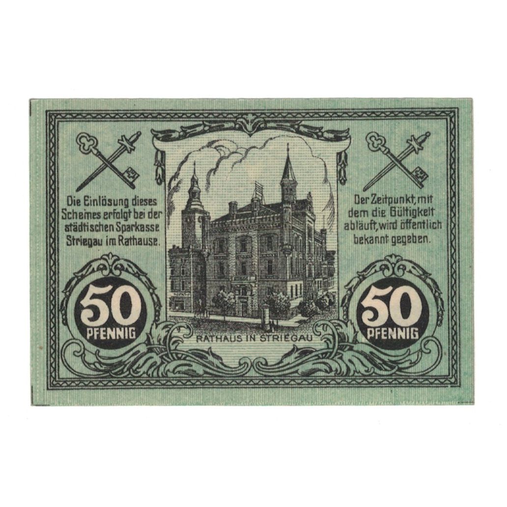 Banknote, Germany, Striegau Städtische Sparkasse, 50 Pfennig, Batiment, 1920