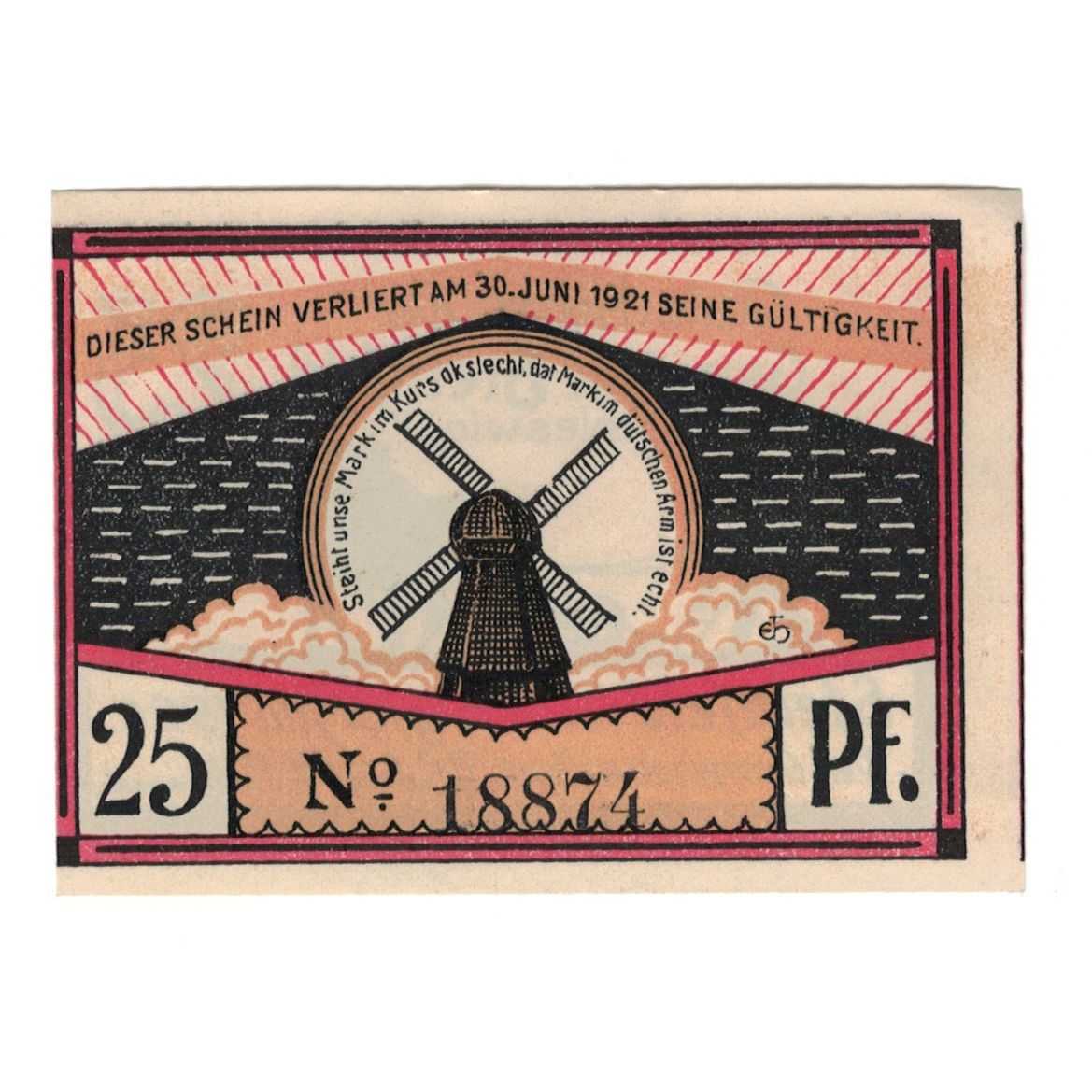 Banknote, Germany, Steinfeld Gemeinde, 25 Pfennig, paysan, 1921, 1921-06-30