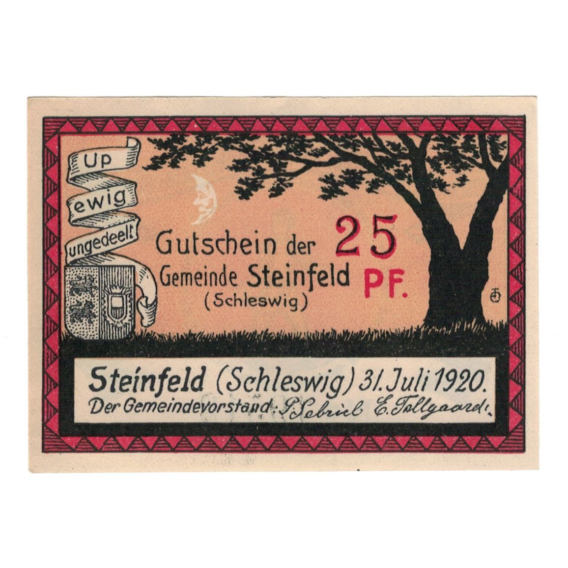 Banknote, Germany, Steinfeld Gemeinde, 25 Pfennig, arbre, 1921, 1921-06-30