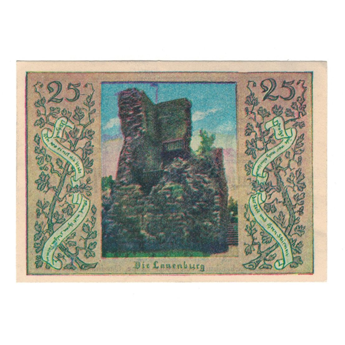 Banknote, Germany, Stecklenberg Gemeinde, 25 Pfennig, ruine, 1921, 1921-07-01