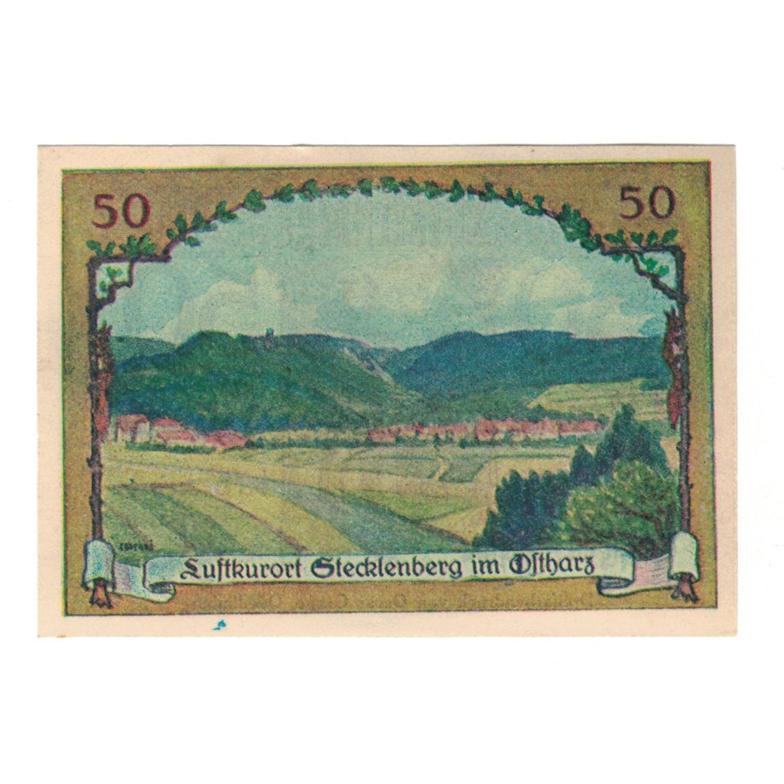 Banconote, Germania, Stecklenberg Gemeinde, 50 Pfennig, paysage, 1921