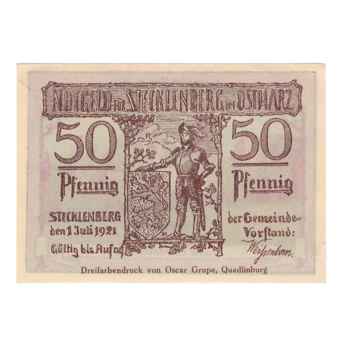 Banknote, Germany, Stecklenberg Gemeinde, 50 Pfennig, paysage 1, 1921