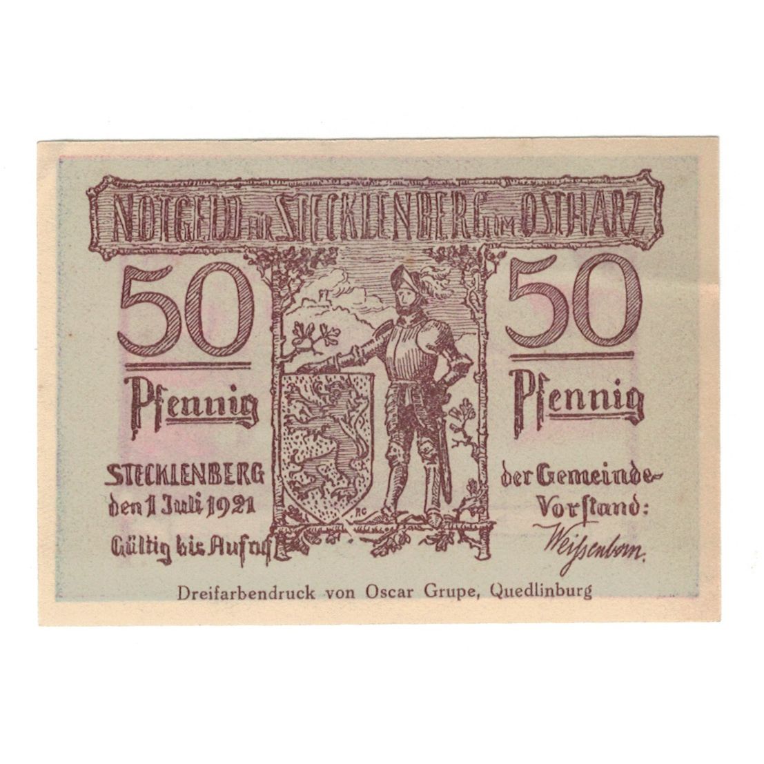 Banknote, Germany, Stecklenberg Gemeinde, 50 Pfennig, paysage 2, 1921