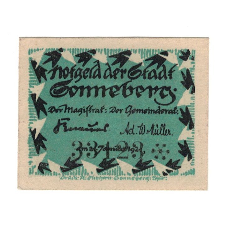 Banknote, Germany, Sonneberg Stadt, 10 Pfennig, personnage, 1921, 1921-01-21