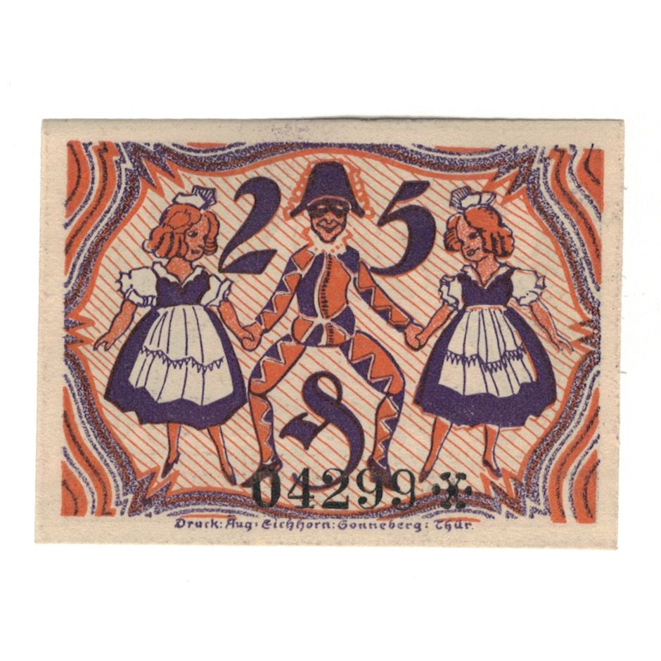 Banknote, Germany, Sonneberg Stadt, 25 Pfennig, personnage, 1921, 1921-01-21