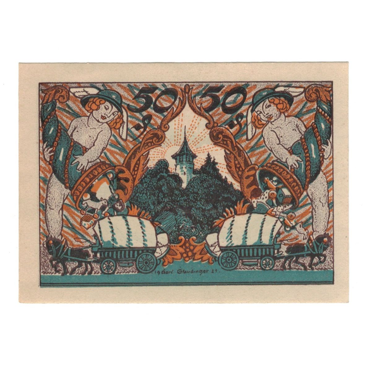 Banknote, Germany, Sonneberg Stadt, 50 Pfennig, personnage, 1921, 1921-01-21