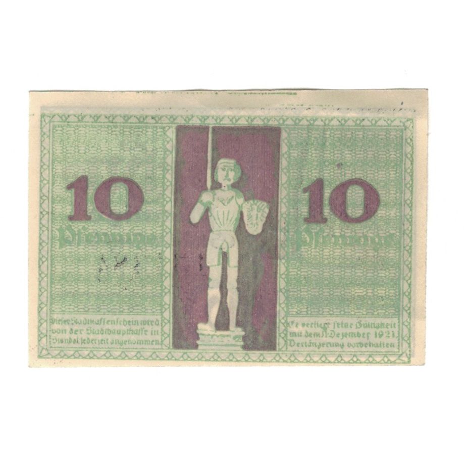 Banknote, Germany, Stendal Stadt, 10 Pfennig, personnage, 1921, 1921-12-31