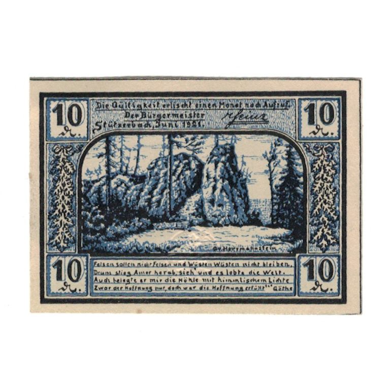 Banknote, Germany, Stützerbach Weimarischer Anteil Gemeinde, 10 Pfennig